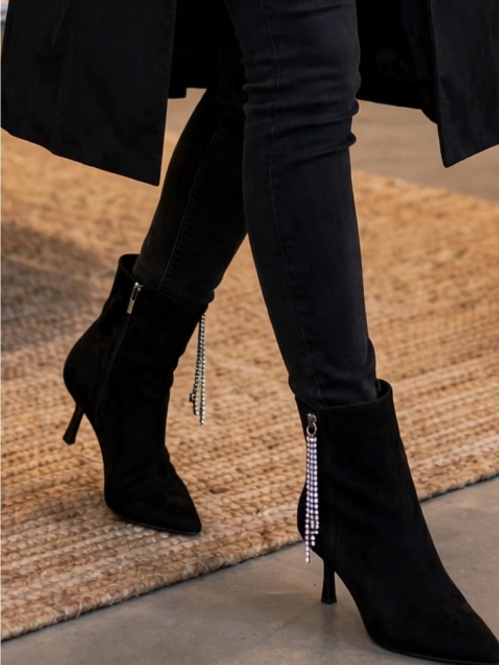 Open Edit Talulla Pointed Toe Bootie with Rhinestone Accent